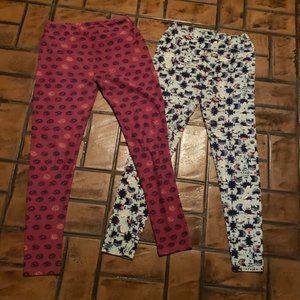 LOT WITH TWO PAIR!! LuLaRoe OS Leggings Polka Dot and Aztec Print OS